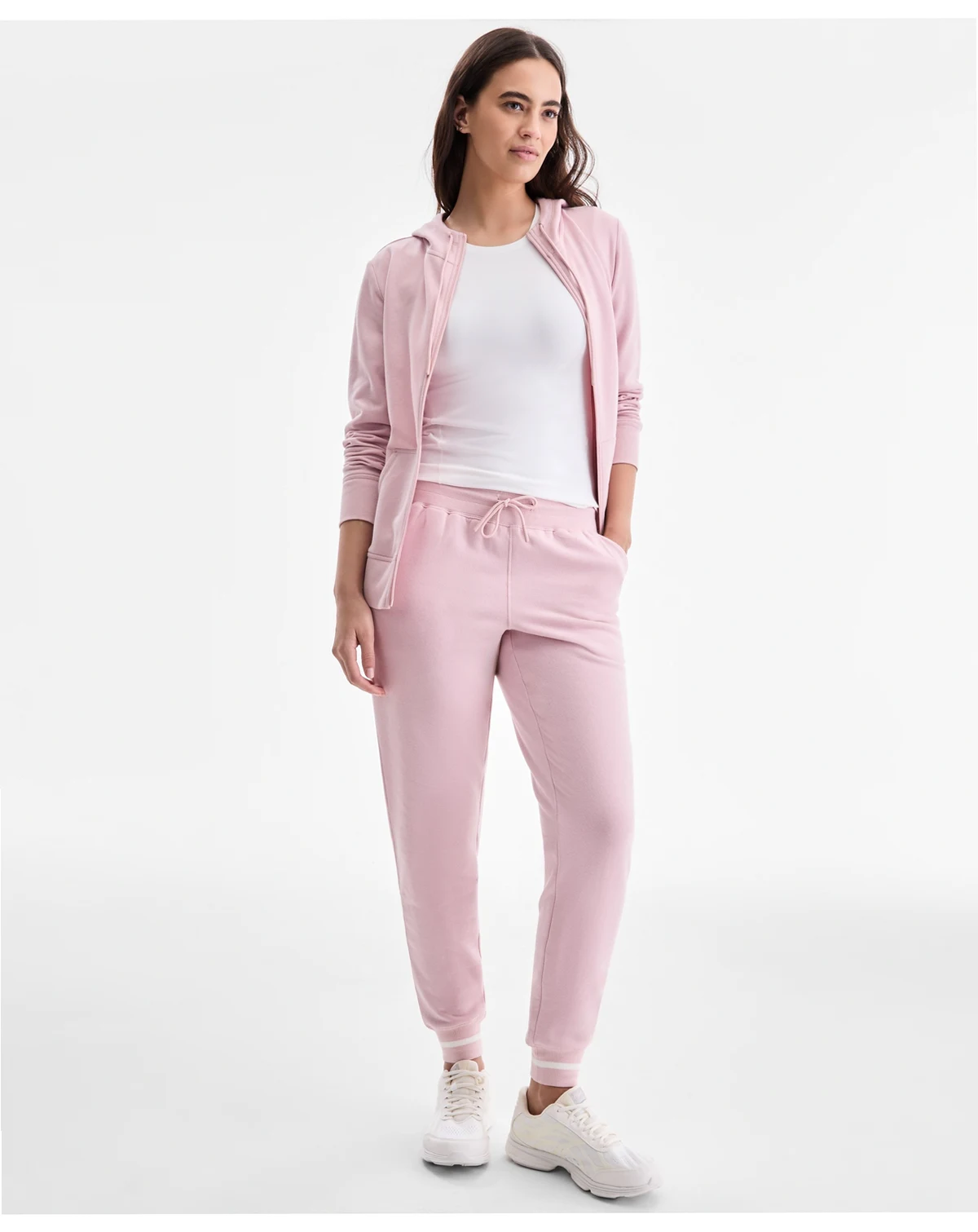 Women's Ribbed Solid Fleece Ankle Jogger Pants, Macy's Exclusive