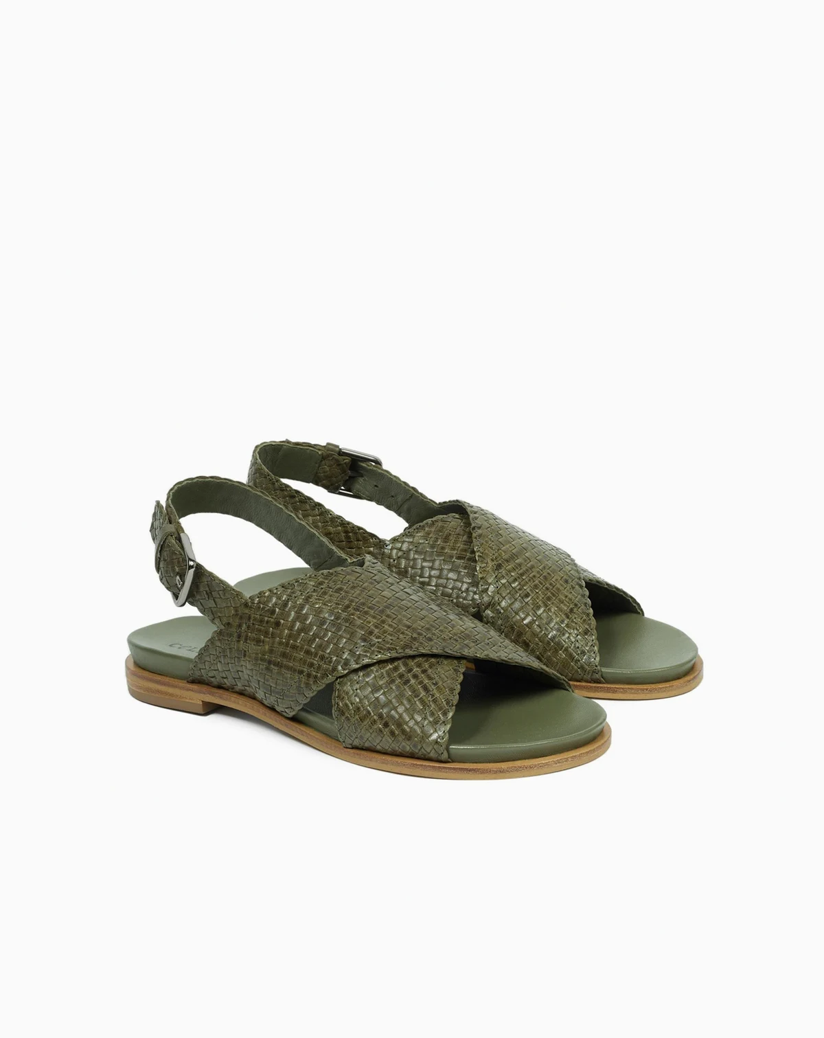 Leather Woven Crossover Sandal