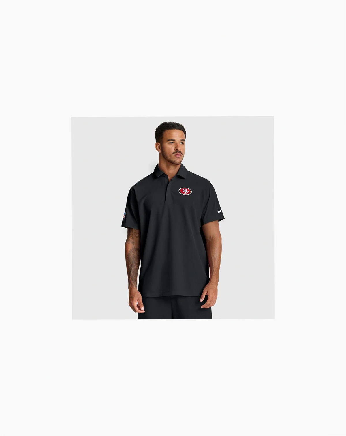 Men's Black San Francisco 49ers Sideline City Pride Woven Performance Polo Shirt