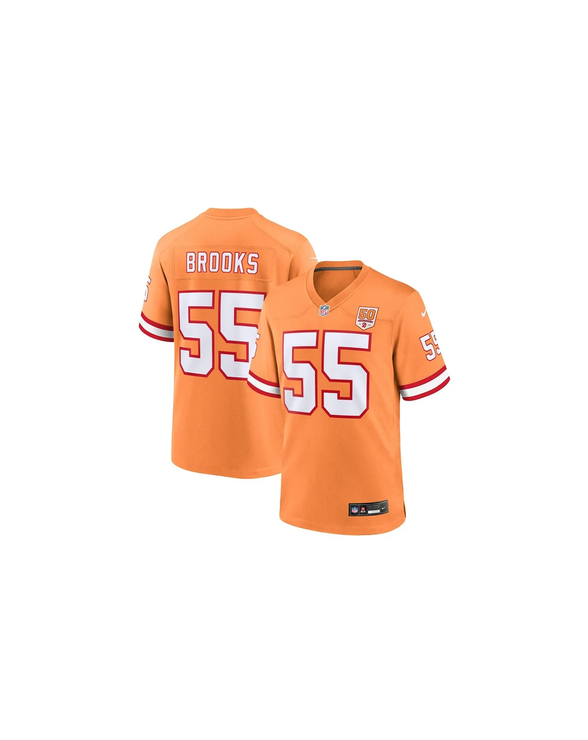 Men's Derrick Brooks Creamsicle Tampa Bay Buccaneers 50th Season Game Jersey