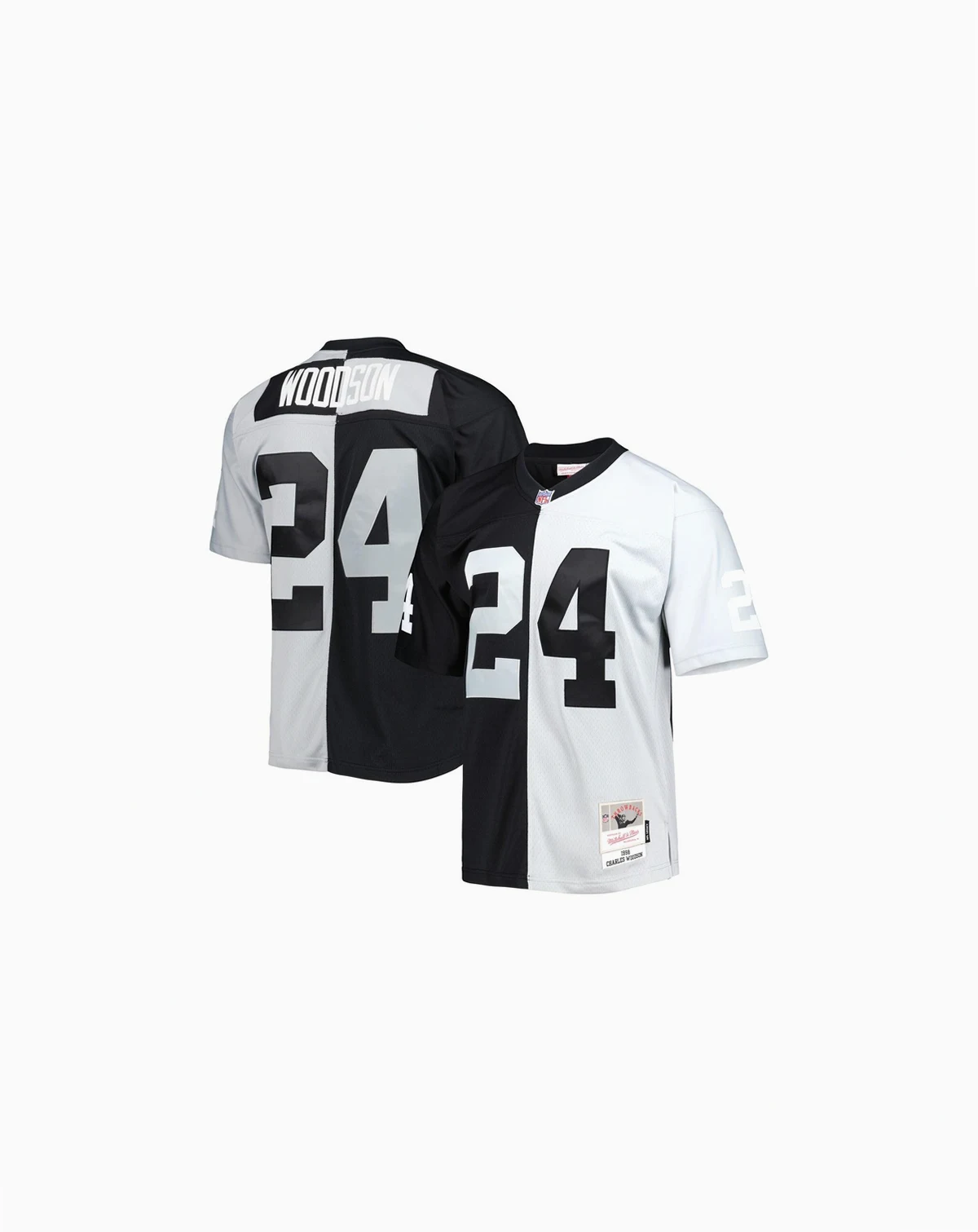 Men's Charles Woodson Black and Silver Las Vegas Raiders 1998 Split Legacy Replica Jersey