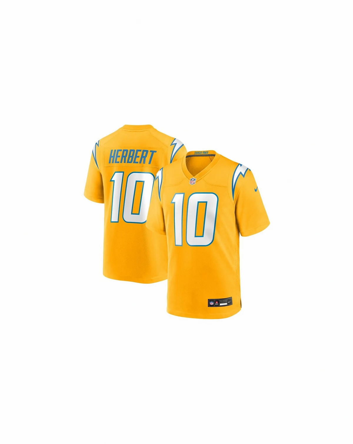 Men's Justin Herbert Gold Los Angeles Chargers Alternate Charger Power Game Player Jersey