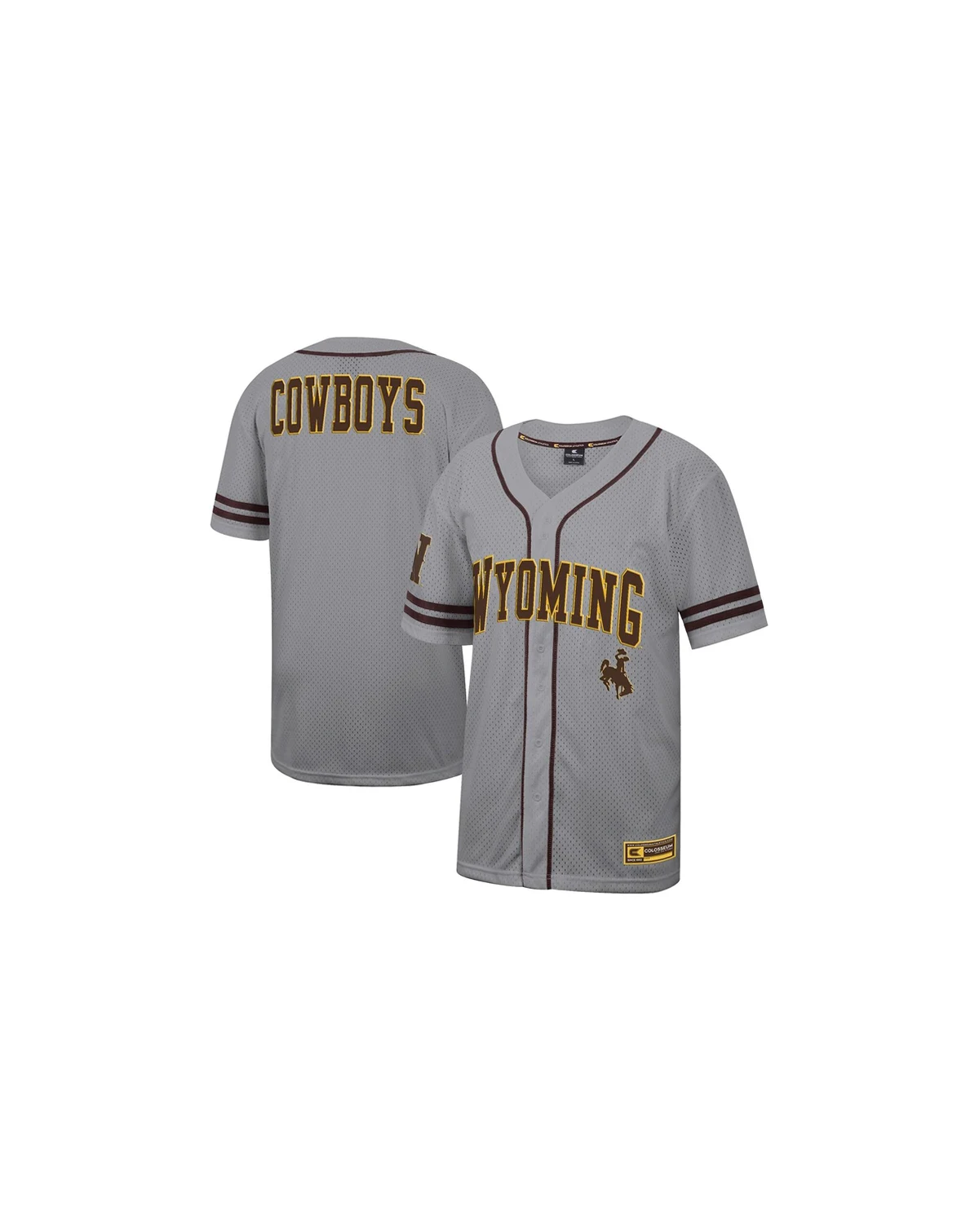 Men's Gray Wyoming Cowboys Free Spirited Baseball Jersey