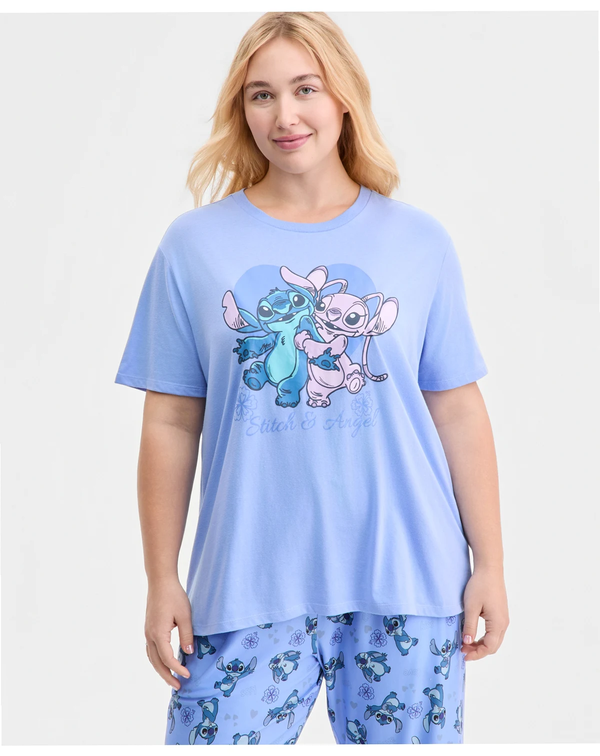 Trendy Plus Size Stitch & Angel Graphic T-Shirt