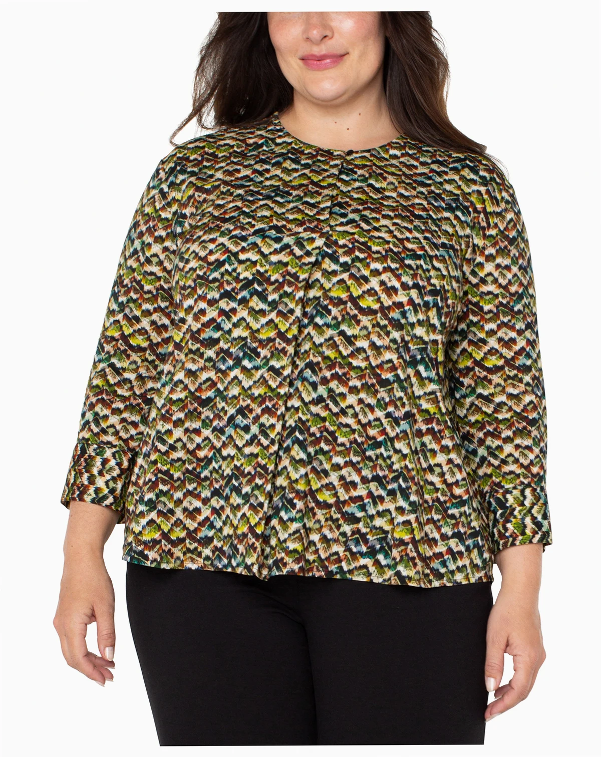 Trendy Plus Size Printed 3/4-Sleeve Top