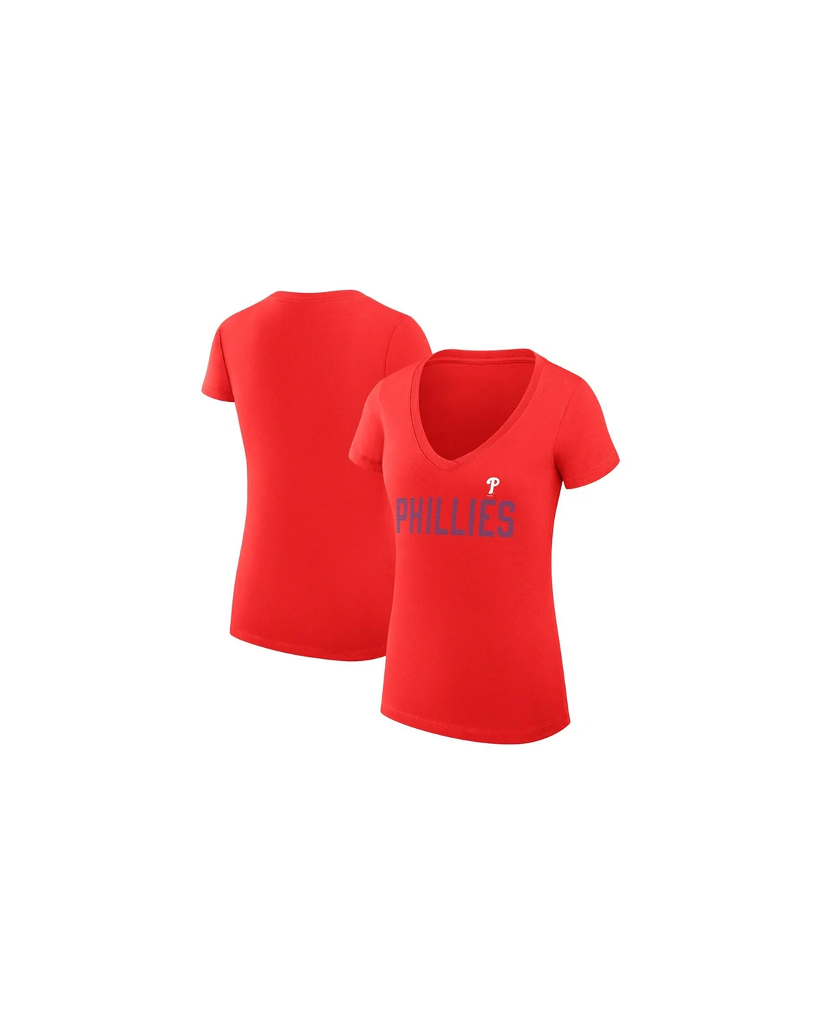 Women's Red Philadelphia Phillies Dot Print V-Neck Fitted T-Shirt