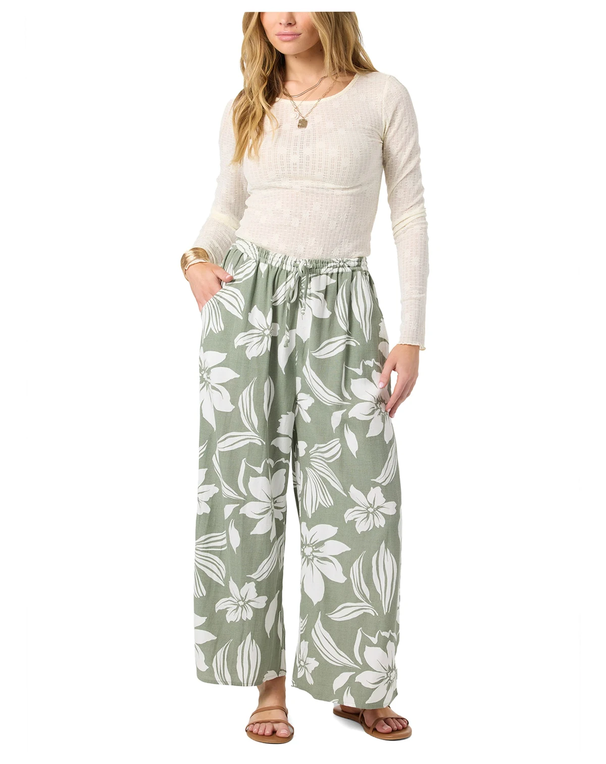 Women's Rosalie Floral Wide-Leg Pull-On Pants