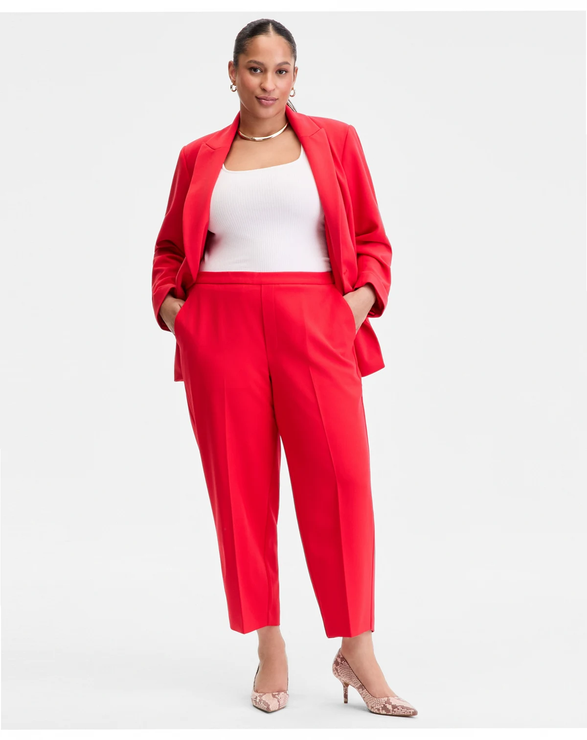 Plus Size High Rise Pull-On Cropped Pants, Macy's Exclusive