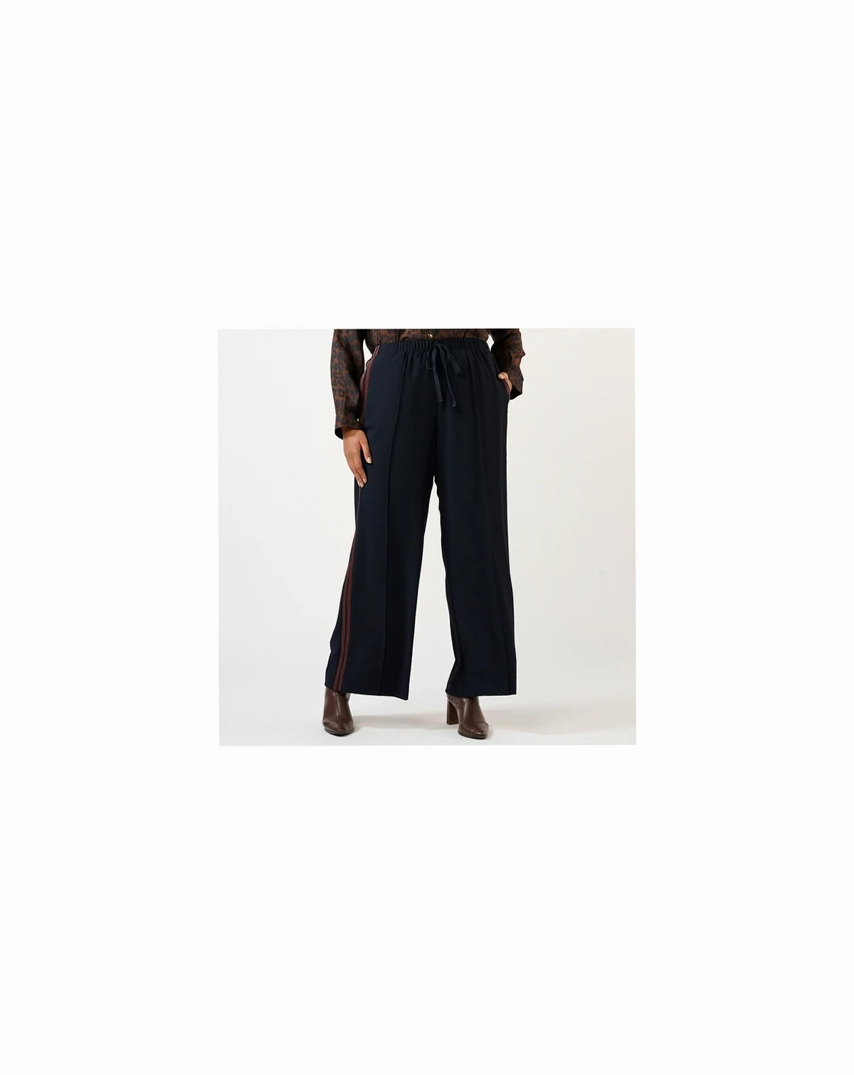 Plus Size Jesse Wide-Leg High Rise Striped Pant