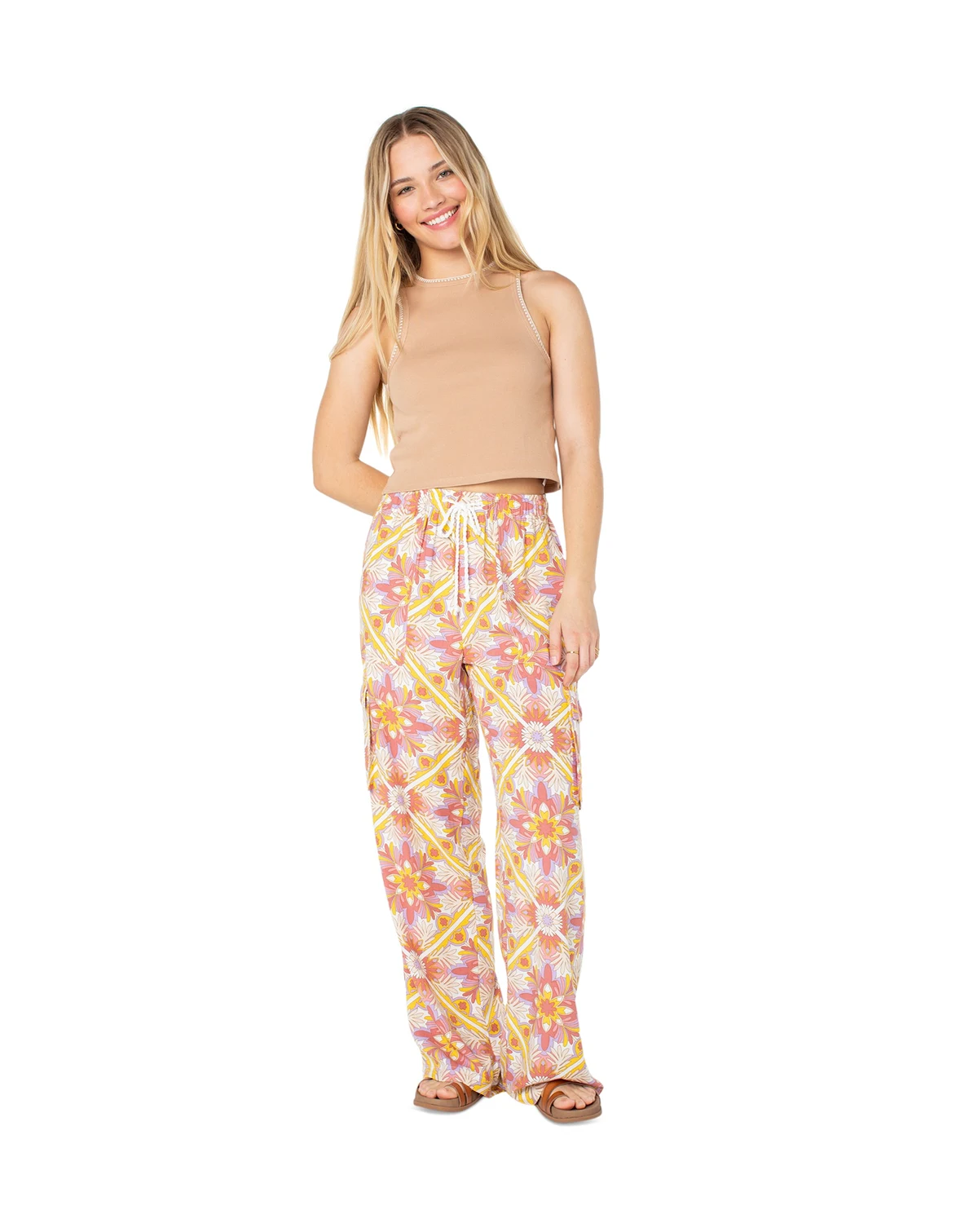Juniors' Precious Cargo Printed Wide-Leg Pants