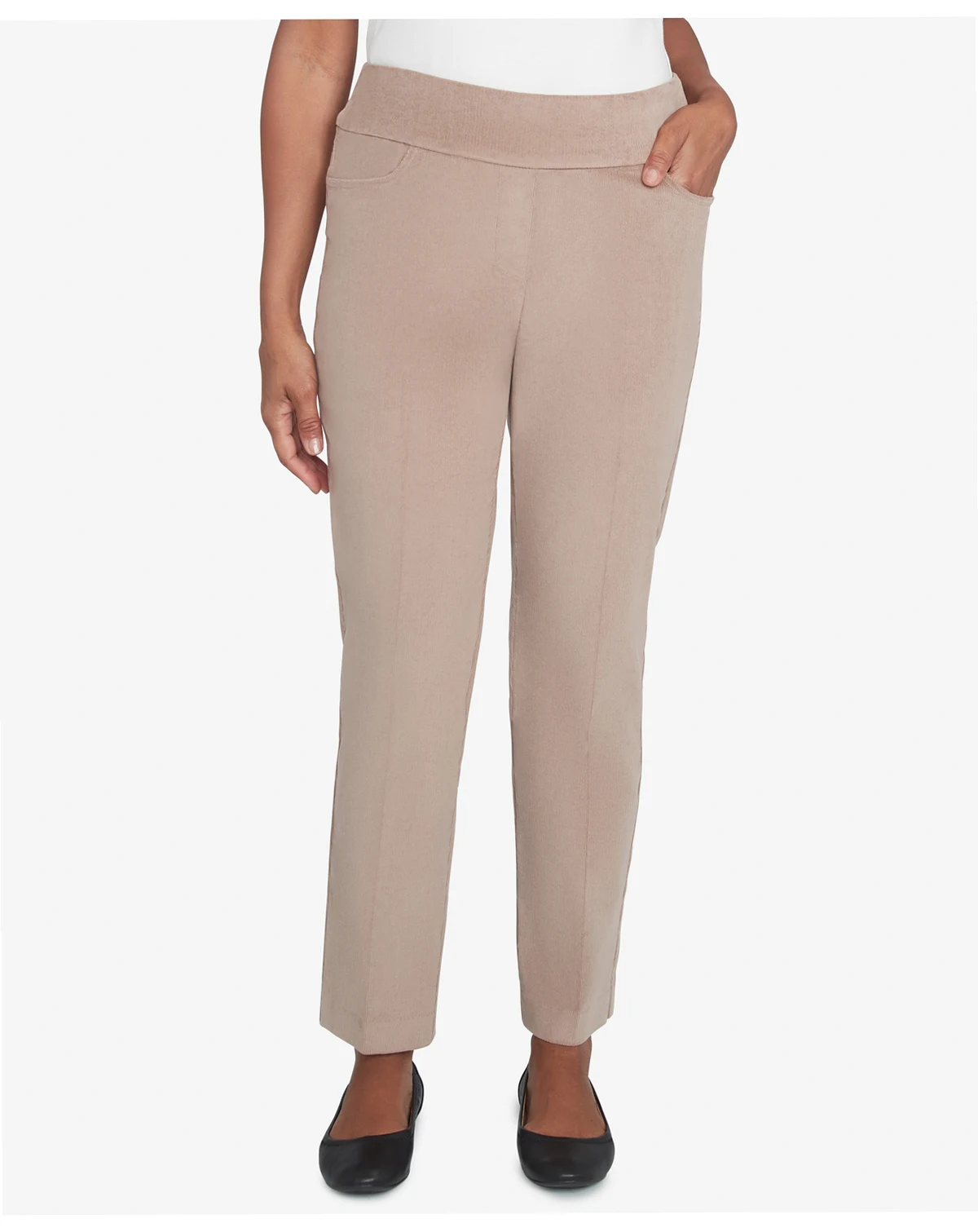 Petite Telluride Modern Corduroy Faux Fly Front Average Length Pants