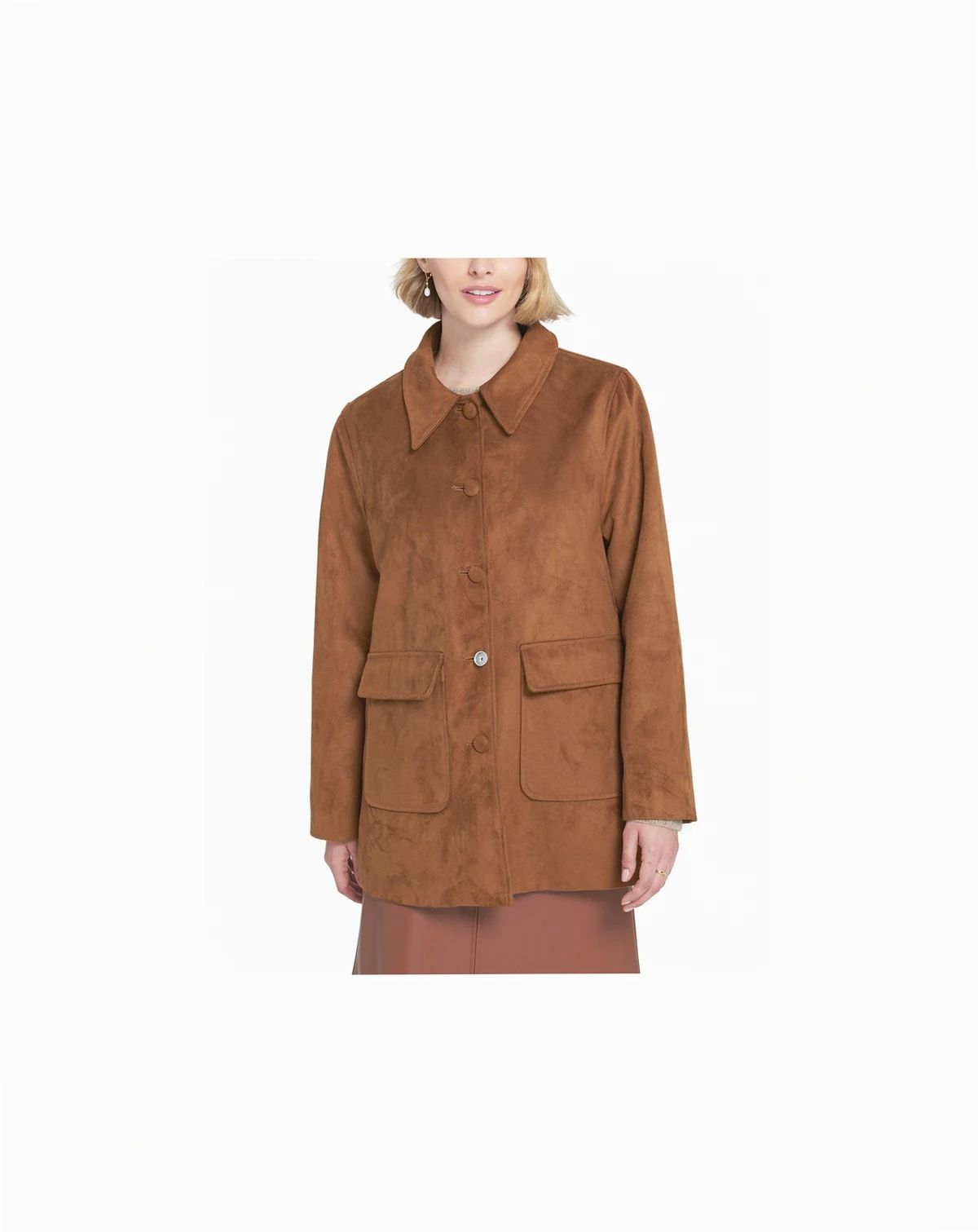 Women's Faux Suede Car Coat Utility