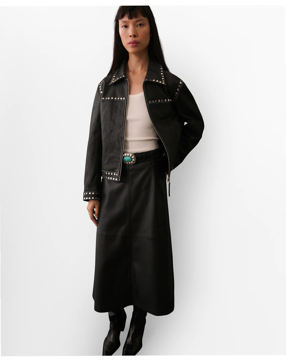 Women's Studded Leather Jacket