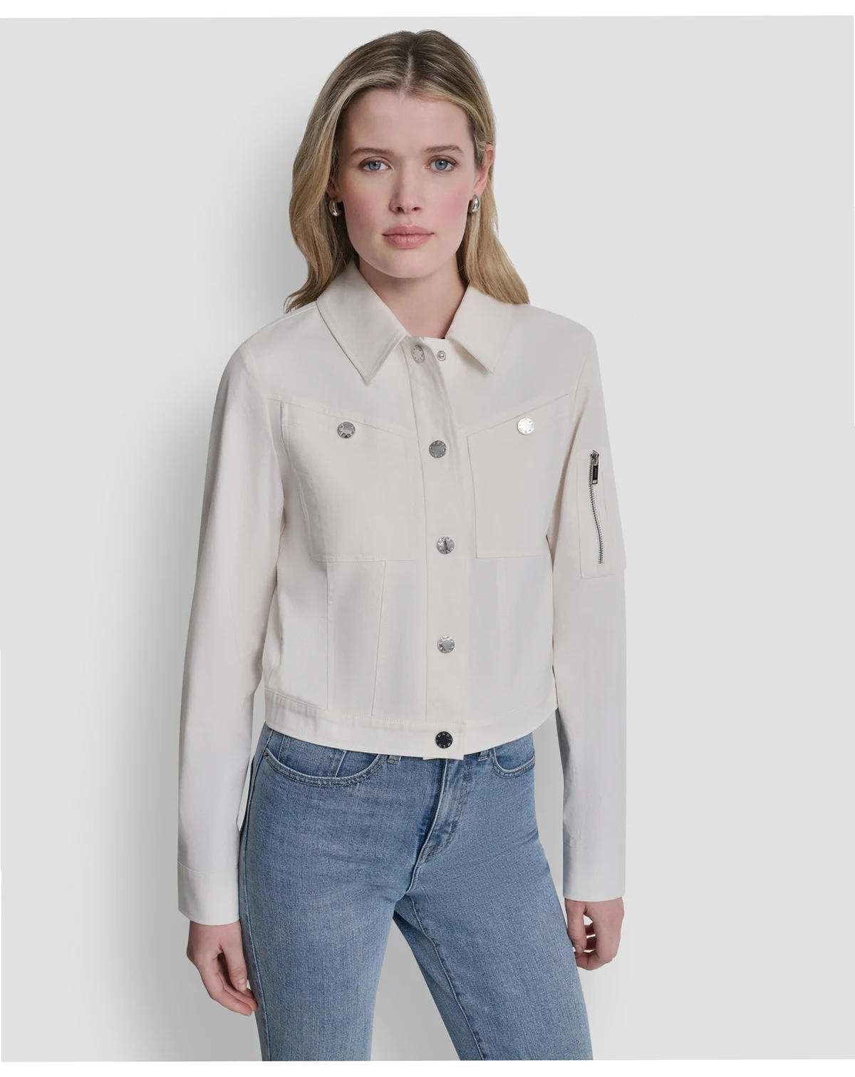 Women's Collared Twill Trucker Jacket