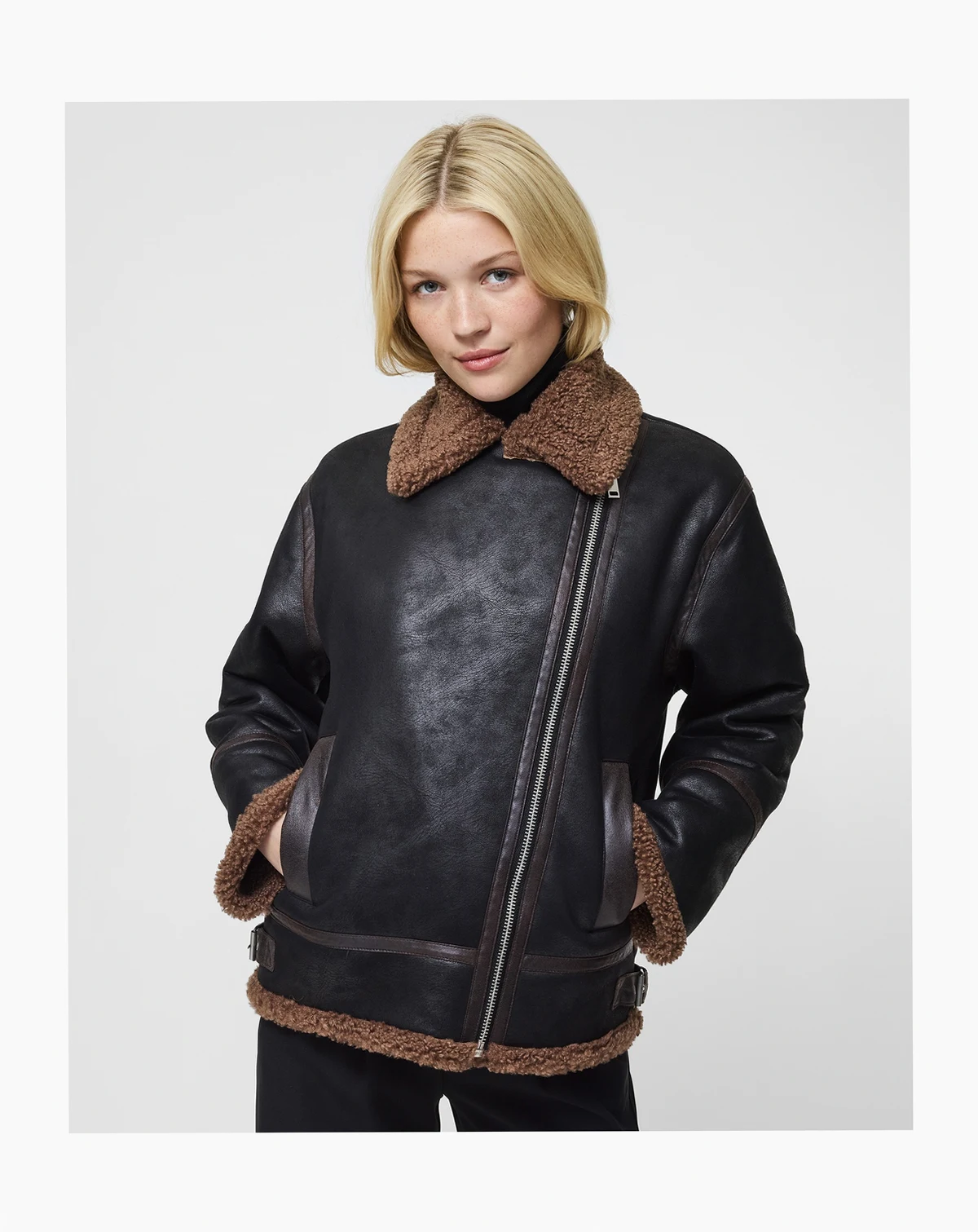 Women's Collared Faux Suede Zip-Up Jacket