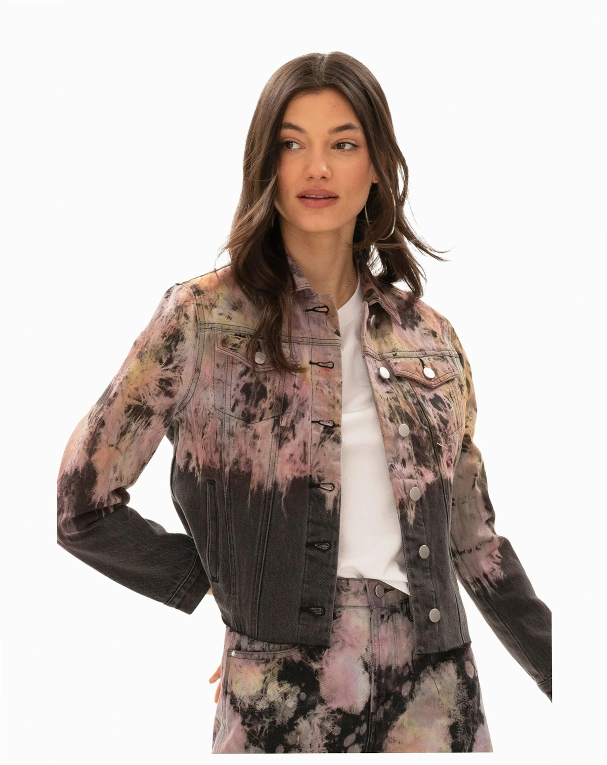 Women's Daria Tie-Dye Cropped Denim Trucker Jacket