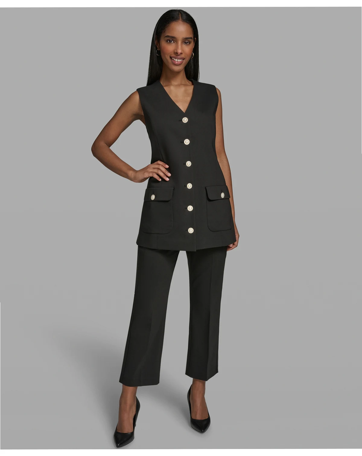 Women's V-Neck Woven Vest