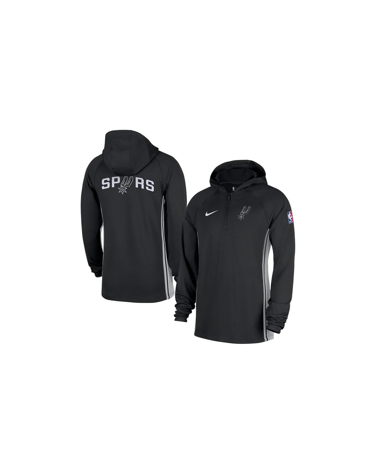 Men's Black San Antonio Spurs Authentic On Court Zone Quarter-Zip Dri-FIT Hoodie Jacket