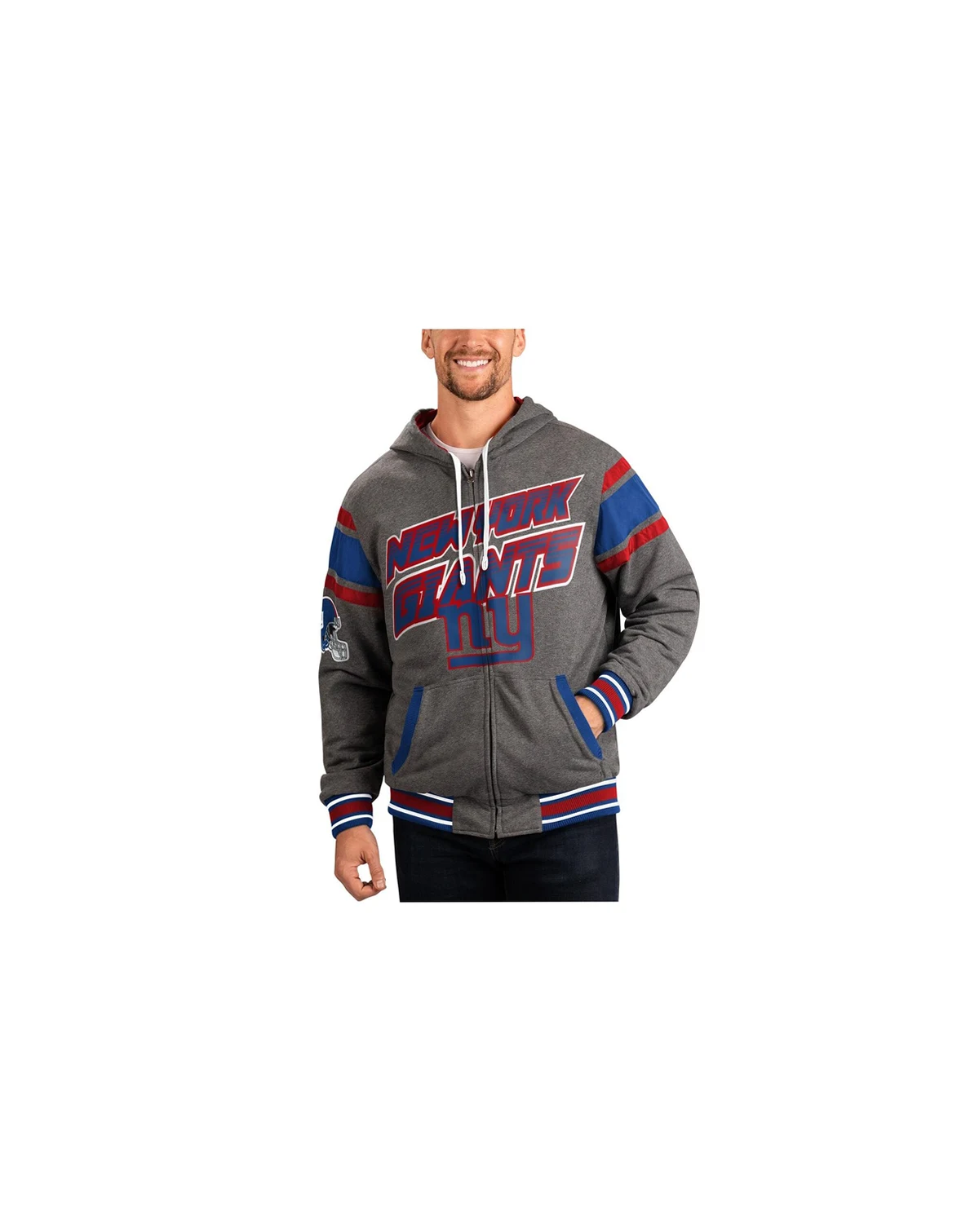 Men's Royal, Gray New York Giants Extreme Full Back Reversible Hoodie Full-Zip Jacket