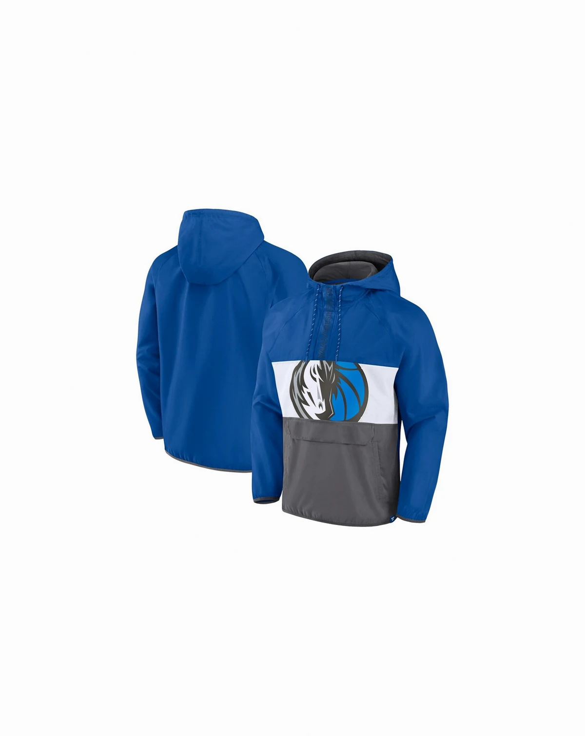 Men's Blue, Gray Dallas Mavericks Anorak Flagrant Foul Color-Block Raglan Hoodie Half-Zip Jacket