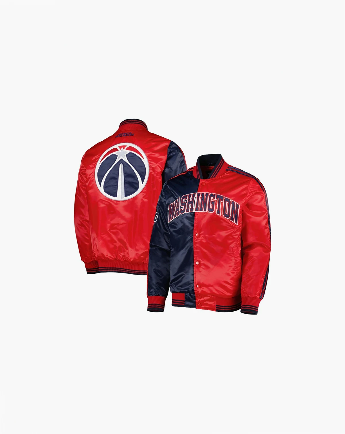 Men's Navy, Red Washington Wizards Fast Break Satin Full-Snap Jacket