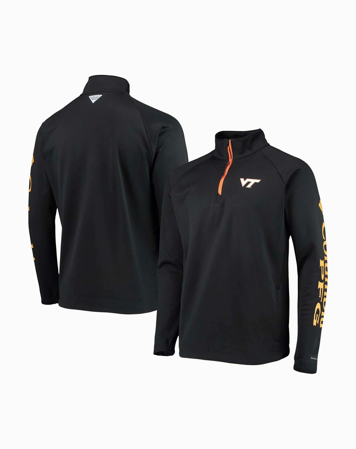 Men's Black Virginia Tech Hokies Terminal Tackle Fleece Raglan Omni-Shade Quarter-Zip Jacket
