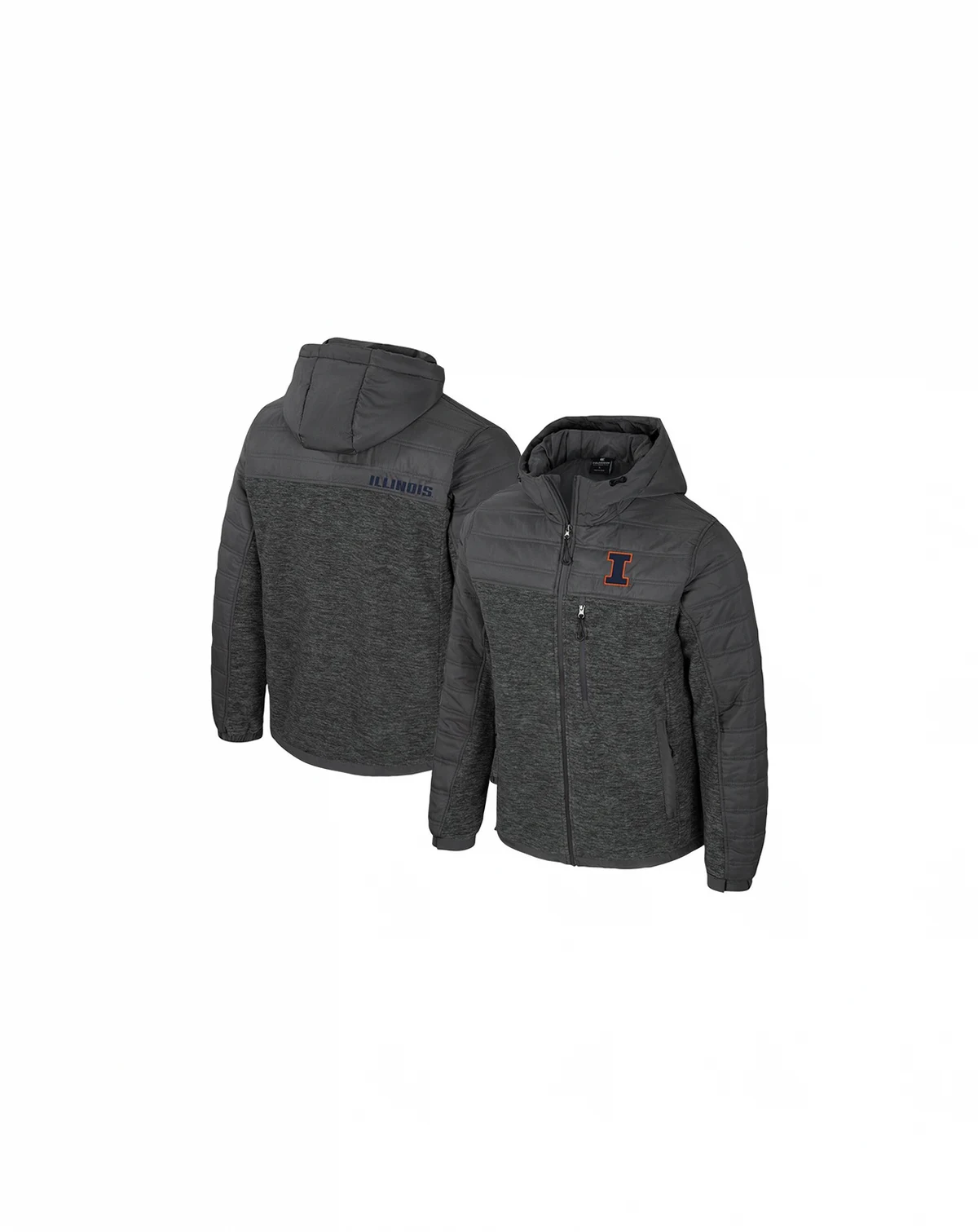 Men's Charcoal Illinois Fighting Illini Nightman Full-Zip Hoodie Puffer Jacket