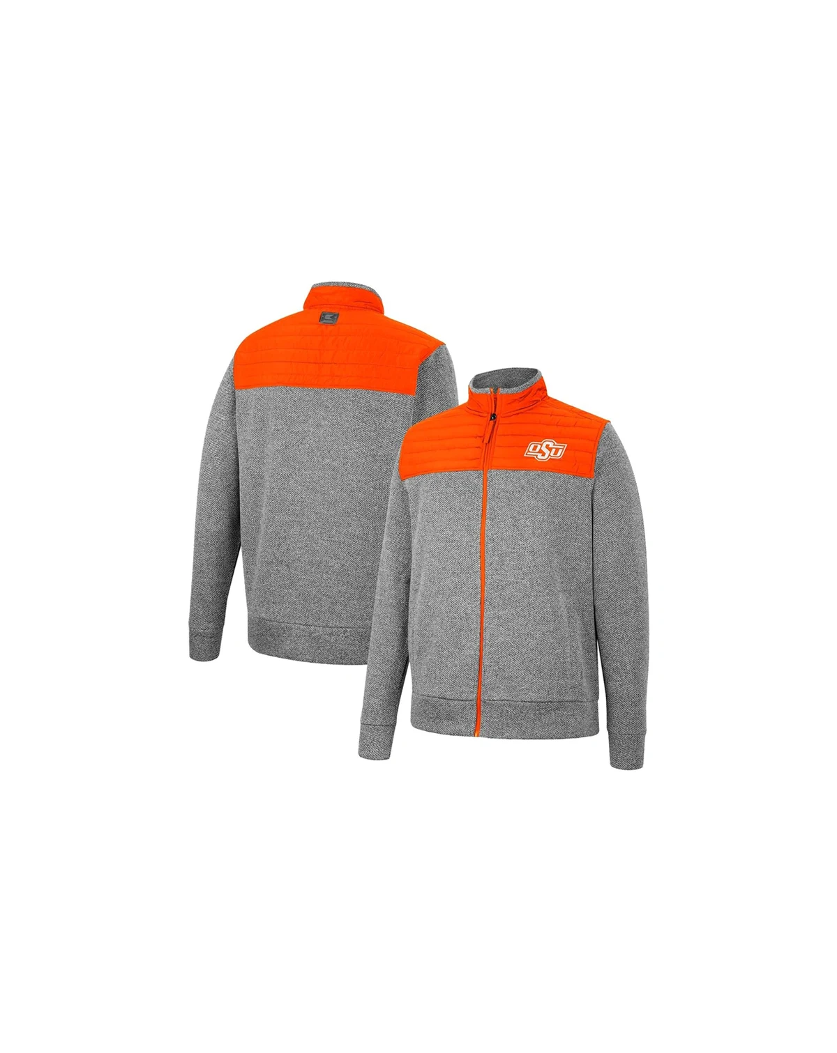Men's Gray, Orange Oklahoma State Cowboys Putter Herringbone Full-Zip Jacket