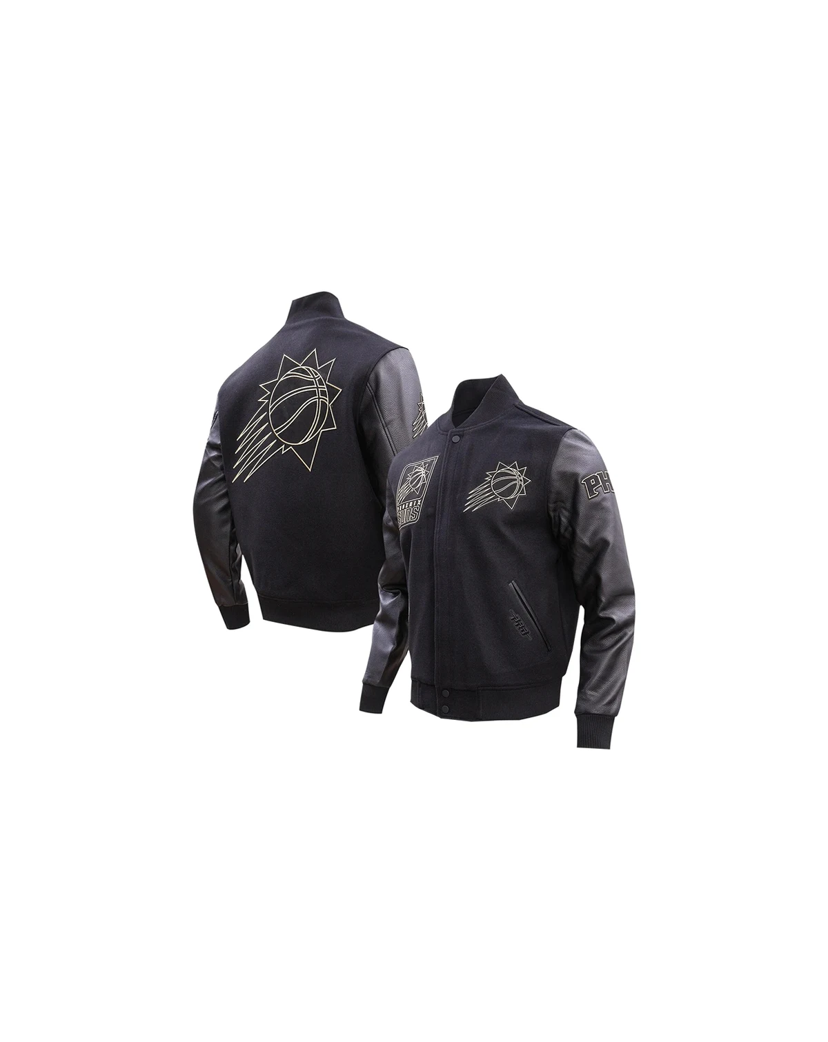 Men's Black Phoenix Suns Gold Stitch Varsity Jacket