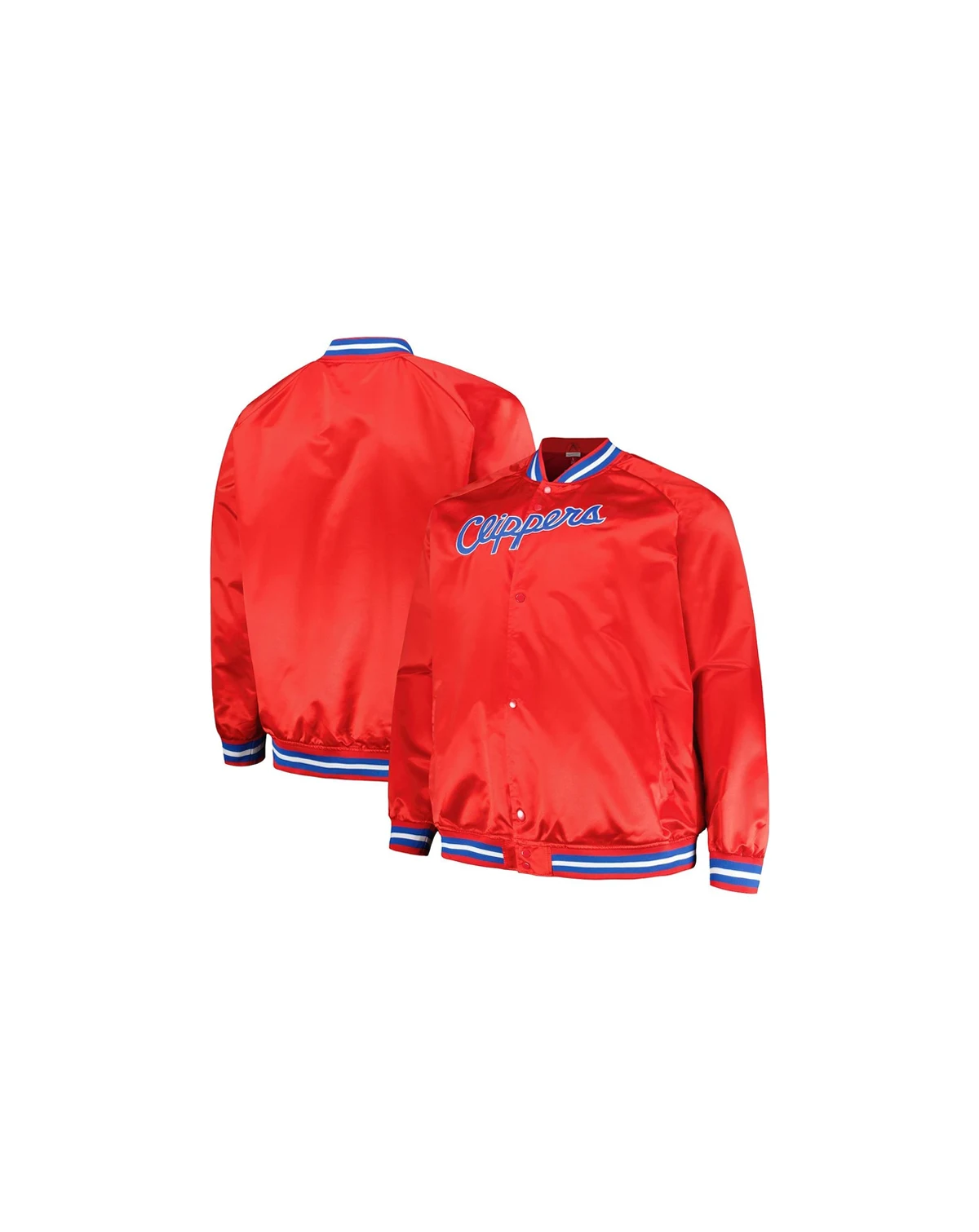 Men's Red LA Clippers Hardwood Classics Throwback Wordmark Raglan Full-Snap Jacket