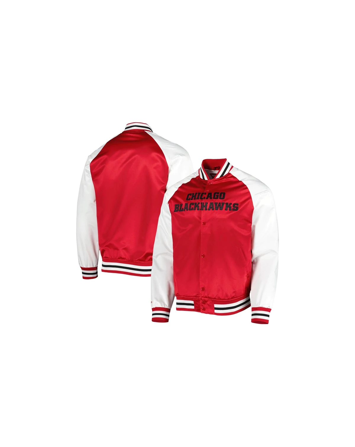 Men's Red, White Chicago Blackhawks Primetime Raglan Satin Full-Snap Jacket