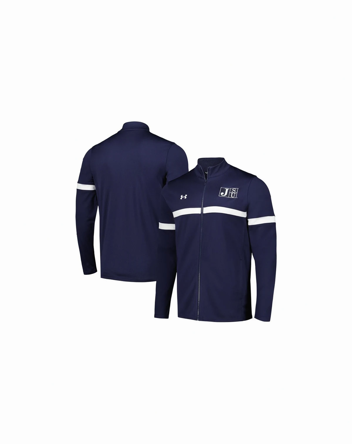 Men's Under Armour Navy Jackson State Tigers 2023 Assist Warm Up Full-Zip Jacket