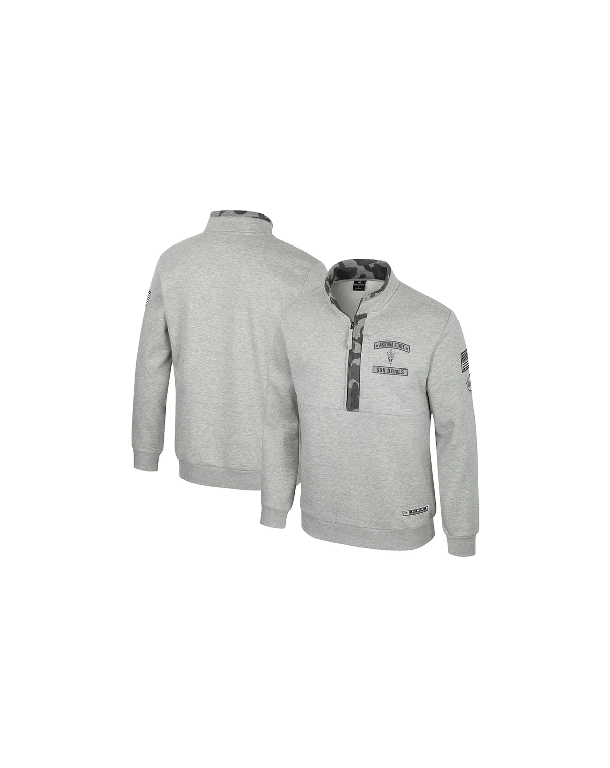 Men's Heather Gray Arizona State Sun Devils OORAH OHT Military Appreciation Fleece Quarter-Zip Jacket