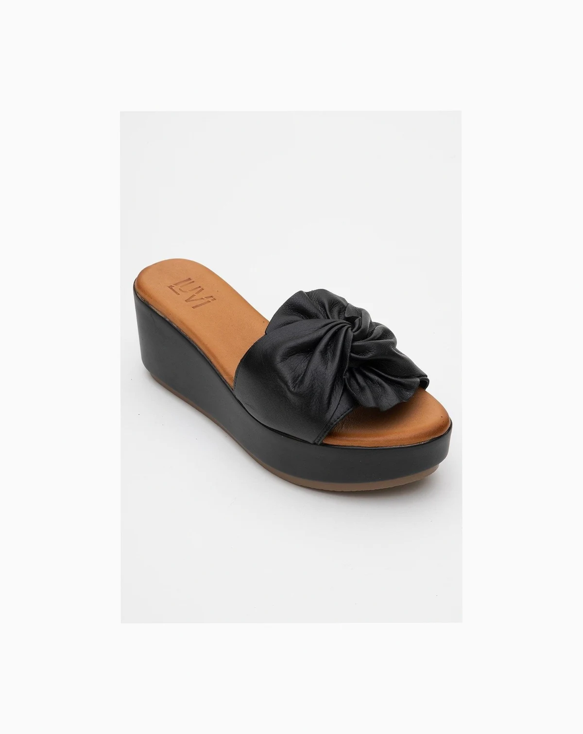 Syndra Bow Wedge Leather Sandal (Women)