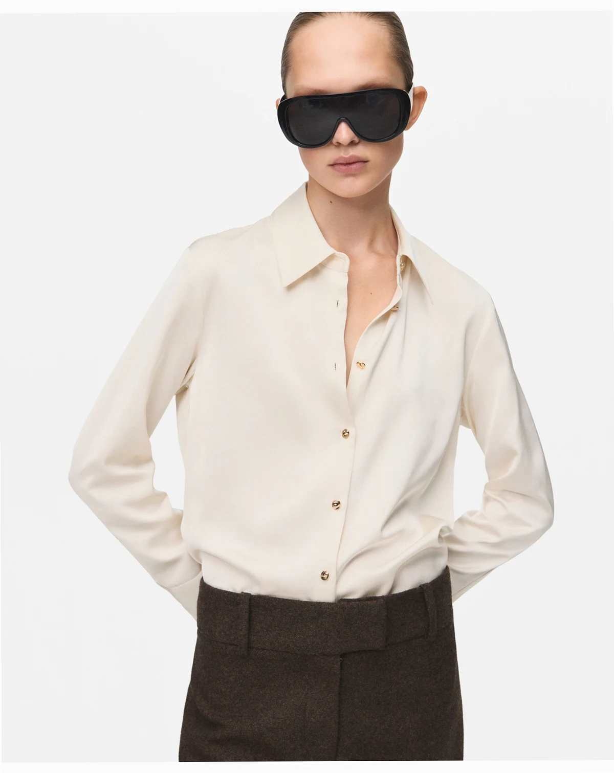 Women's Satin Finish Flowy Shirt