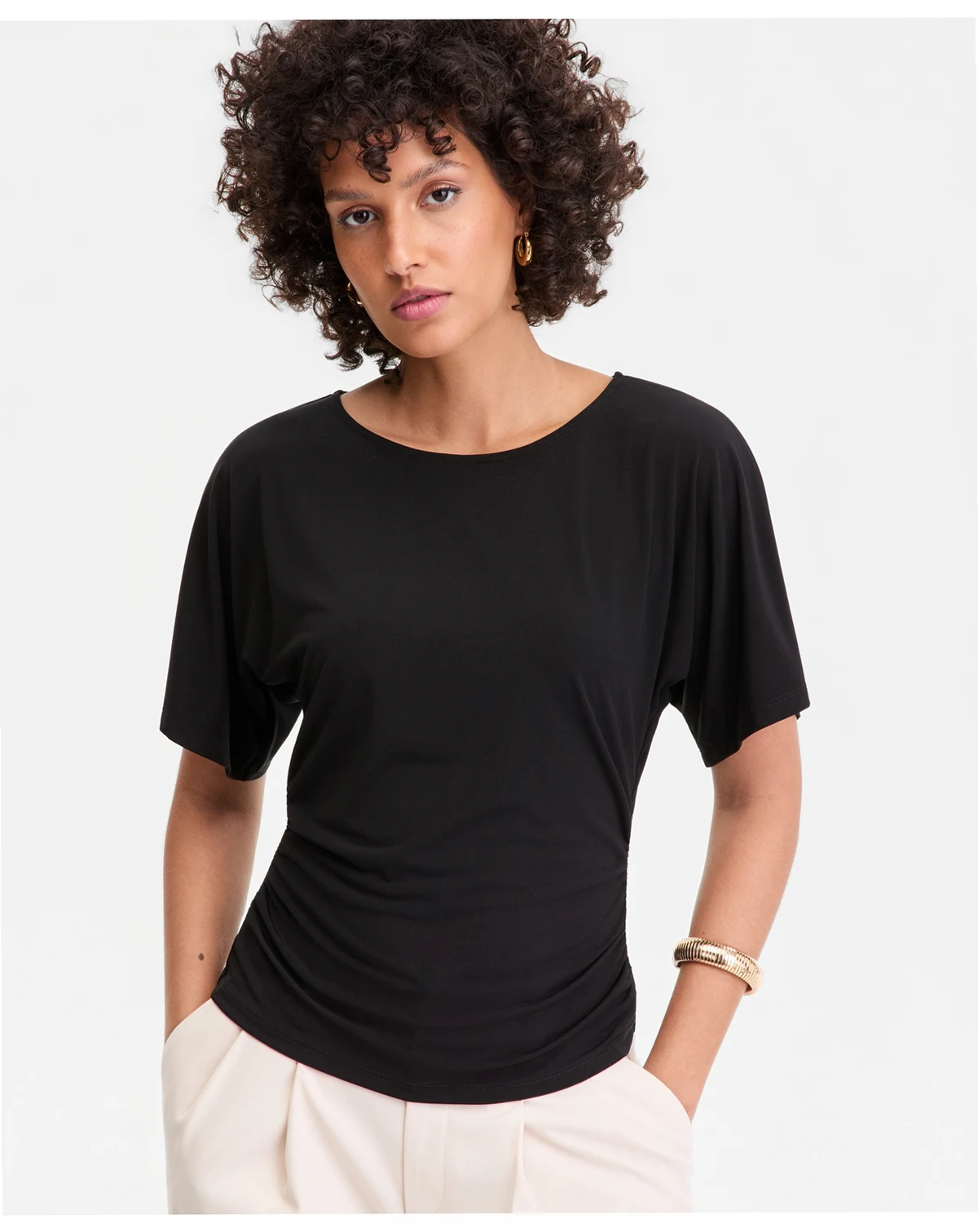 Women's Ruched-Waist Short-Sleeve T-Shirt, Macy's Exclusive