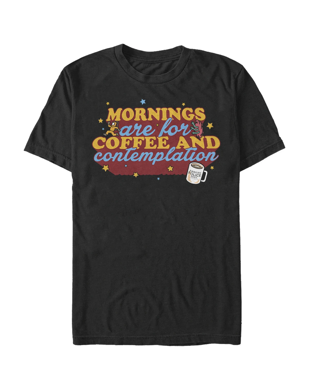 Stranger Things Men's Coffee and Contemplation Typographic Short Sleeve T-Shirt