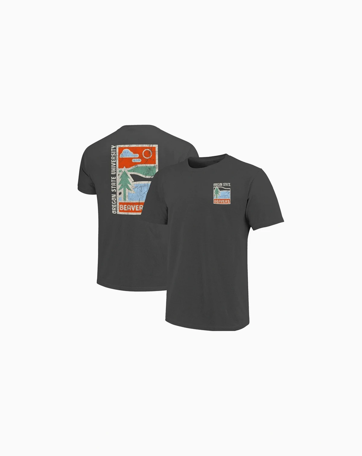 Men's Graphite Oregon State Beavers Comfort Colors Minimal Vista Distressed Graphics T-Shirt