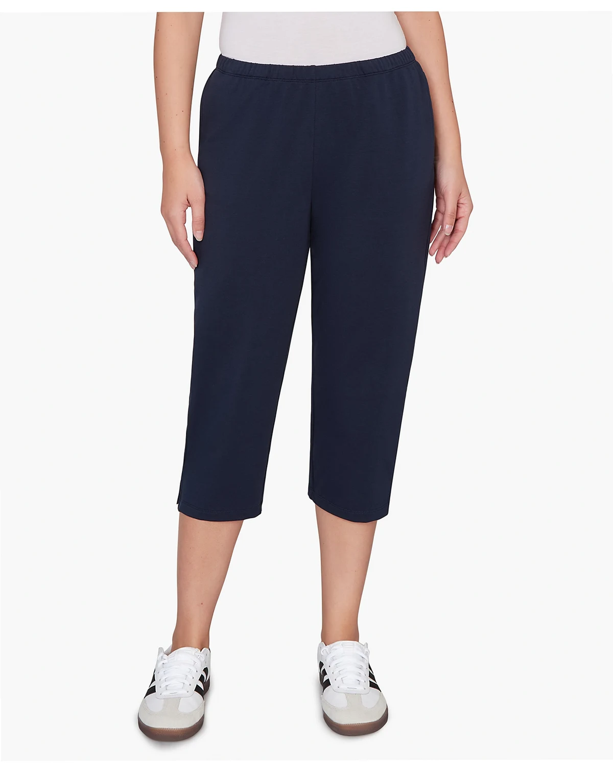 Petite Elastic Waist French Terry Capri Pants