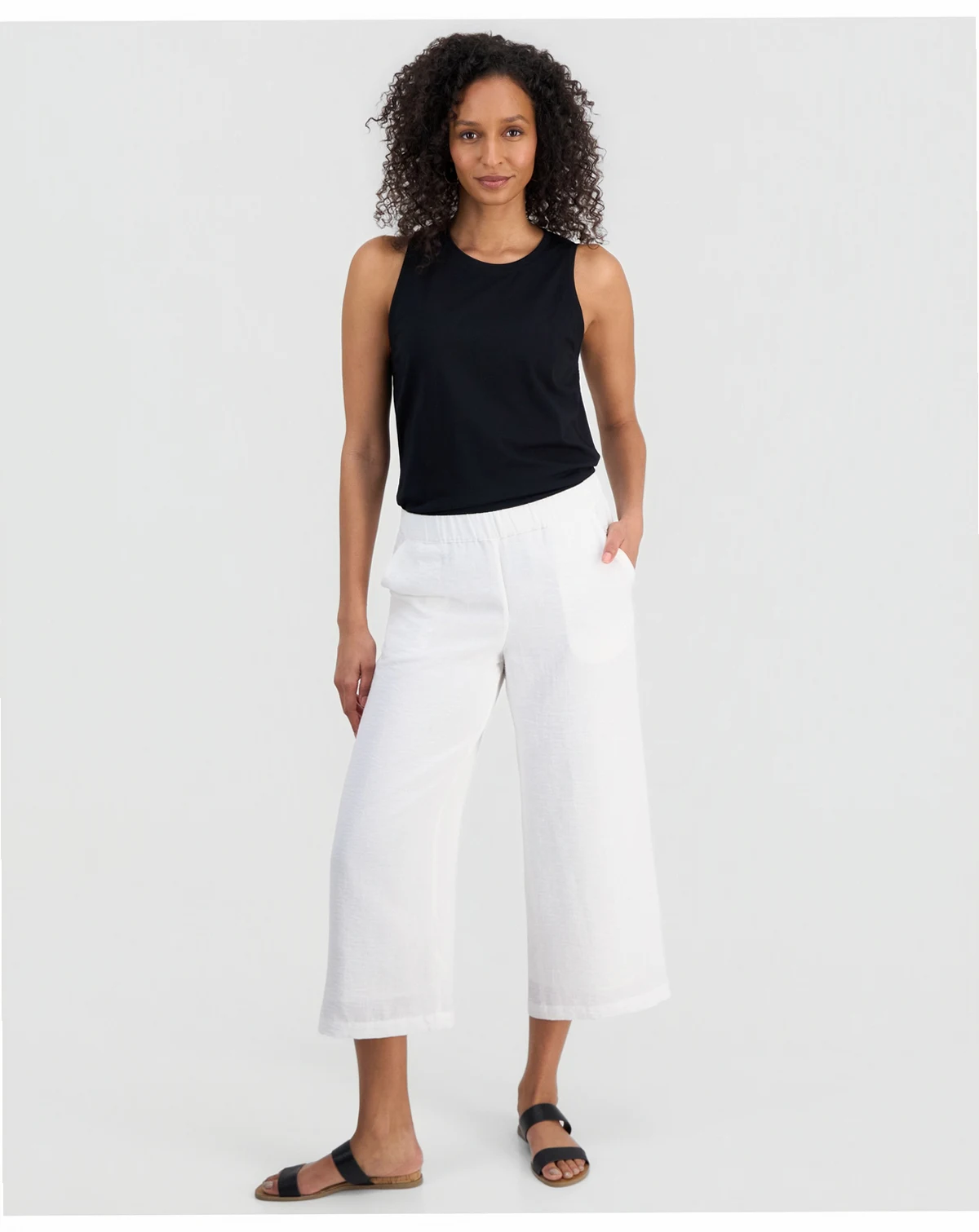 Women's Crinkle Wide-Leg Cropped Pants, Macy's Exclusive