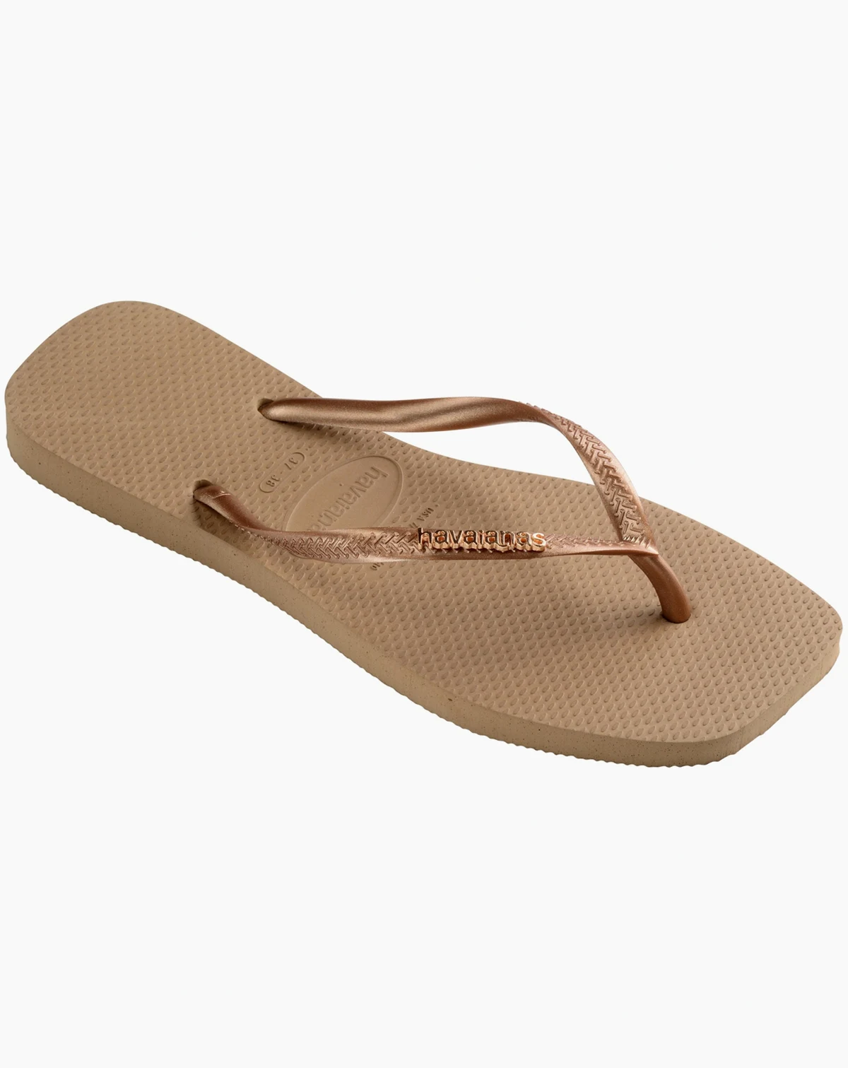 Women's Slim Square Logo Metallic Sandals