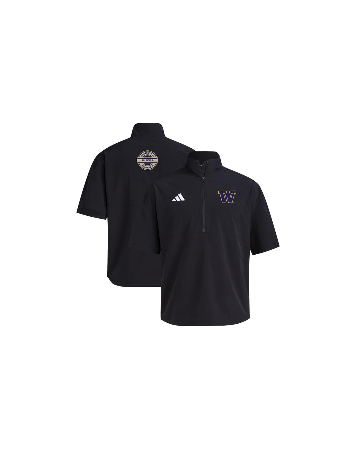 Men's Black Washington Huskies 2024 Half-Zip Short Sleeve Training Jacket