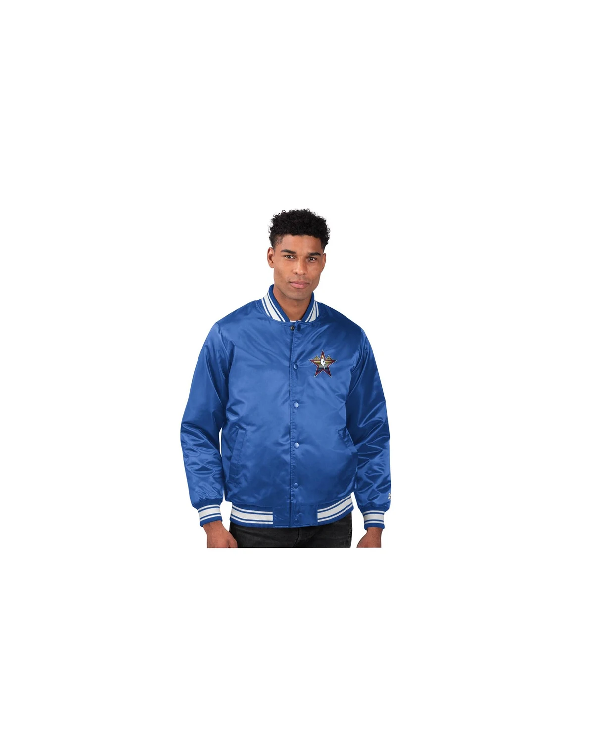 Men's Royal 2025 NBA All-Star Game Satin Full-Snap Varsity Jacket