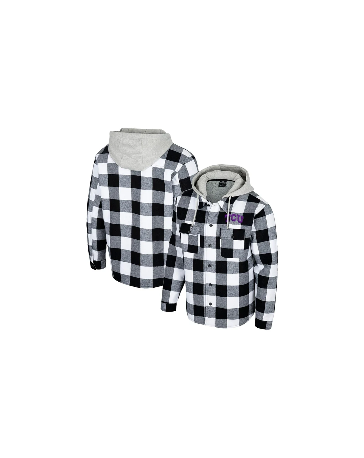 Men's Black/White TCU Horned Frogs Buffalo Plaid Full-Zip Jacket