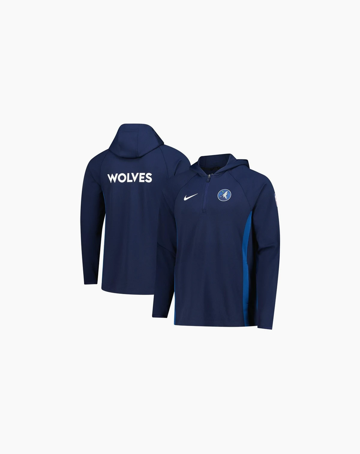 Men's Navy Minnesota Timberwolves Authentic On Court Zone Quarter-Zip Dri-FIT Hoodie Jacket
