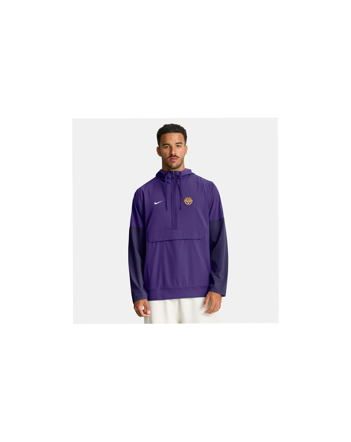 Men's Purple LSU Tigers Anorak Half-Zip Hoodie Jacket