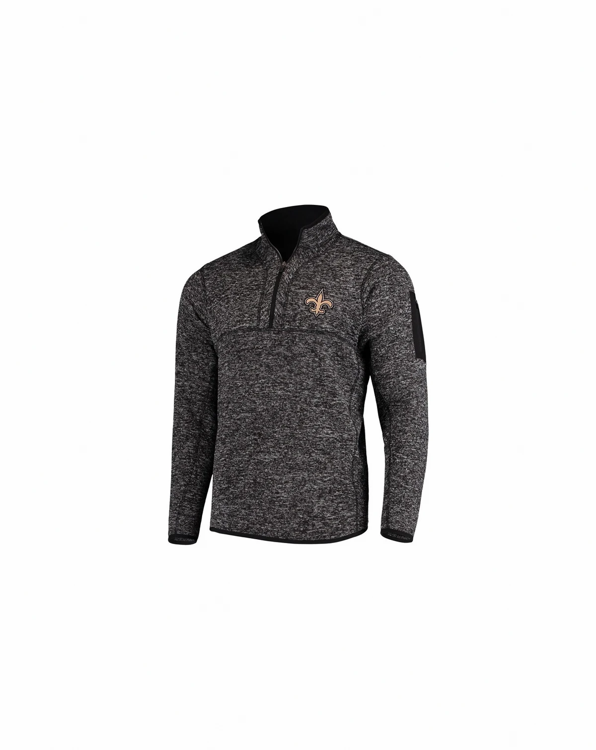 Men's Heather Black New Orleans Saints Fortune Quarter-Zip Pullover Jacket