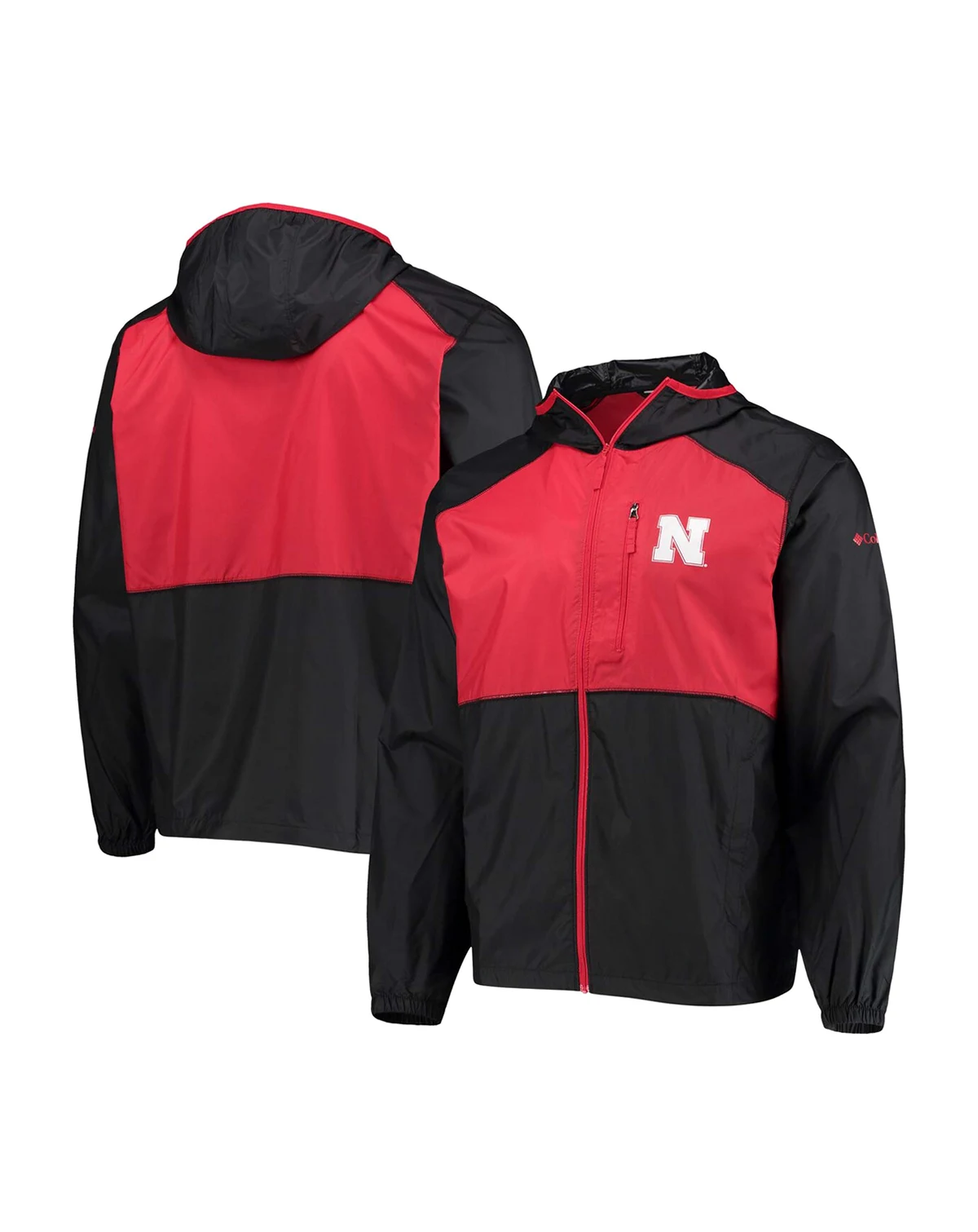 Men's Black, Scarlet Nebraska Huskers Flash Forward Hoodie Full-Zip Windbreaker Jacket