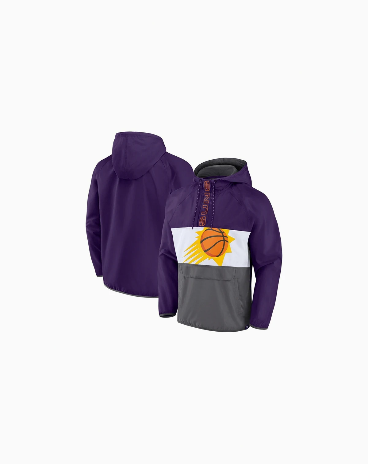 Men's Purple, Gray Phoenix Suns Anorak Flagrant Foul Color-Block Raglan Hoodie Half-Zip Jacket