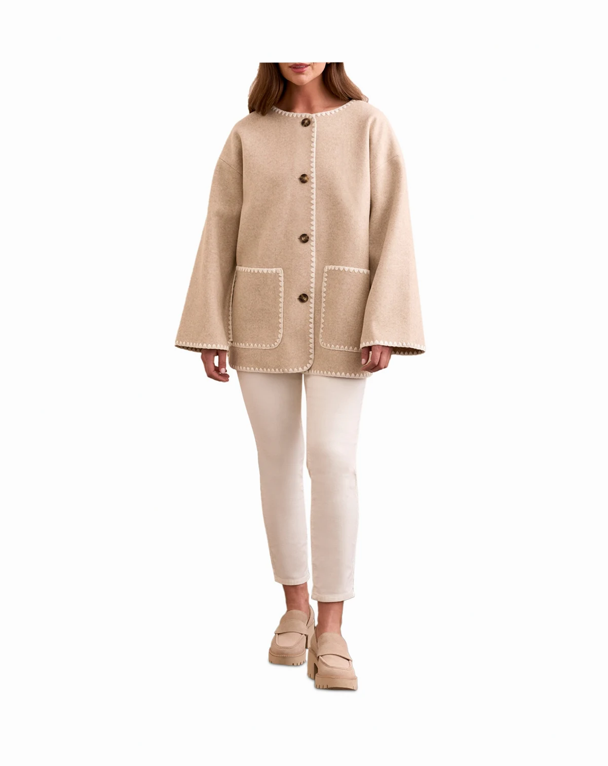 Women's Boat Neck Coat Jacket